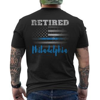 Retired Police Officer Philadelphia American Flag Men's T-shirt Back Print - Monsterry AU