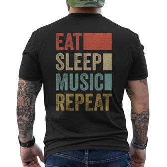 Retro 70S 80S Eat Sleep Music Repeat Vintage Music Men's T-shirt Back Print - Monsterry CA