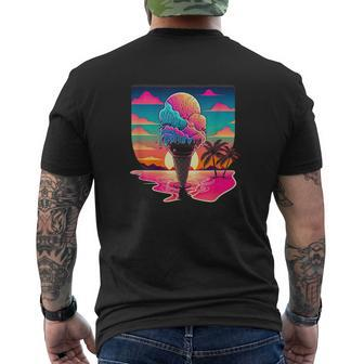 Retro Aesthetic Ice Cream Men's T-shirt Back Print - Monsterry