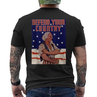 Retro American Pride Uncle Sam Military Recruit Wwii Poster Men's T-shirt Back Print - Monsterry DE