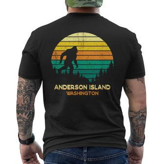 Retro Anderson Island Washington Big Foot Souvenir Men's T-shirt Back Print - Monsterry