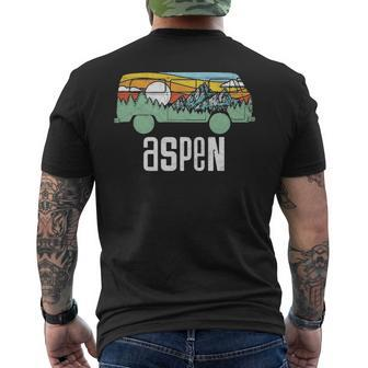 Retro Aspen Colorado Outdoor Hippie Van Graphic Men's T-shirt Back Print | Mazezy