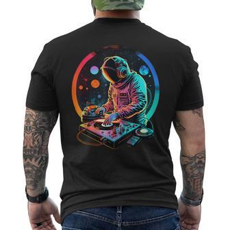 Retro Astronaut Dj Djing In Space Edm Cool Graphic Men's T-shirt Back Print - Monsterry