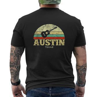 Retro Austin Texas Guitar Vintage Lone Star Mens Back Print T-shirt | Seseable CA