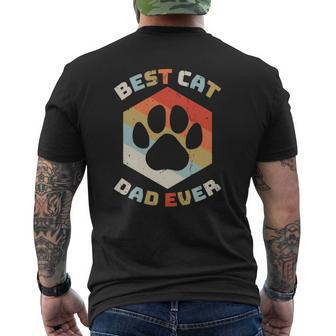 Retro Best Cat Dad Ever Cats Daddy Kitten Owner Mens Back Print T-shirt | Mazezy