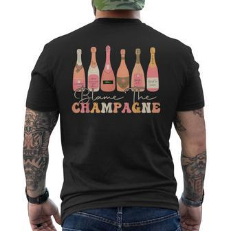 Retro Blame The Champagne Happy New Year 2024 Party Friends Men's T-shirt Back Print | Seseable CA