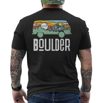 Retro Boulder Colorado Outdoor Hippie Van Graphic Men's T-shirt Back Print | Mazezy