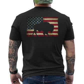 Retro Buffalo American Flag Usa Bison Men's T-shirt Back Print - Thegiftio UK