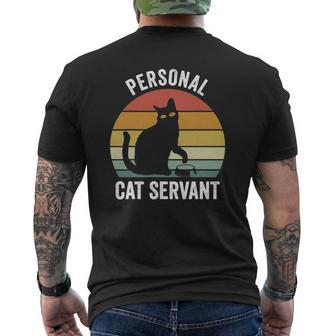 Retro Ca Black Cat Personal Cat Servant Cat Lover Mens Back Print T-shirt | Mazezy