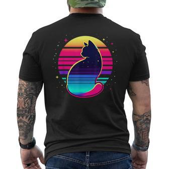 Retro Cat Eclipse Vintage Style Men's T-shirt Back Print - Monsterry DE