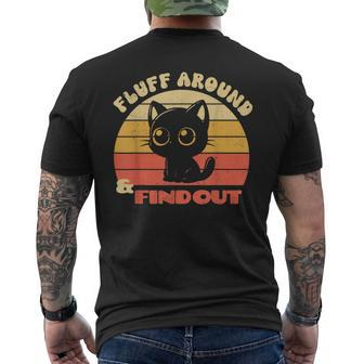 Retro Cat Fluff Around And Find Out Sayings Men's T-shirt Back Print - Monsterry