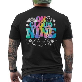 Retro On Cloud Nine Tie Dye Happy 9Th Birthday 9 Years Old Men's T-shirt Back Print | Mazezy