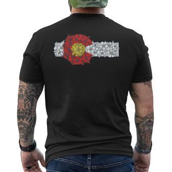 Retro Colorado Flag Columbine Flower Artistic Nature Men's T-shirt Back Print | Mazezy