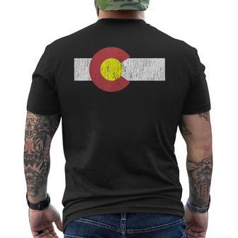 Retro Colorado Flag Vintage Men's T-shirt Back Print - Monsterry