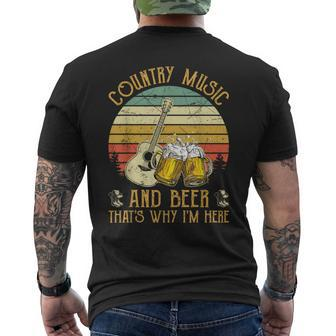 Retro Country Music And Beer That's Why I'm Here Vintage Men's T-shirt Back Print - Monsterry AU