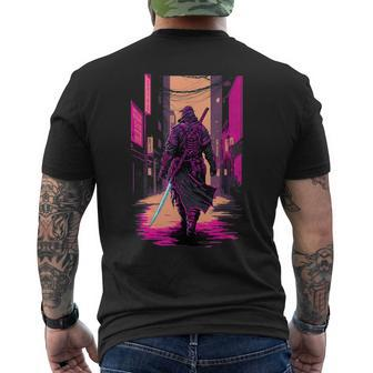 Retro Cyberpunk Samurai Japanese Vaporwave Aesthetic Men's T-shirt Back Print - Monsterry