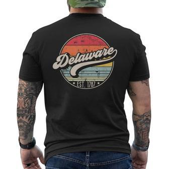 Retro Delaware Home State De Cool 70S Style Sunset Men's T-shirt Back Print - Monsterry CA