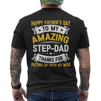 Retro Distressed Happy Father's Day To My Amazing Stepdad Men's T-shirt Back Print - Thegiftio UK