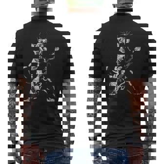 Retro Divertido Guitarra Gato Rock Gato Tocando Guitarra Camiseta Hombre Estampado Espalda - Regaloses