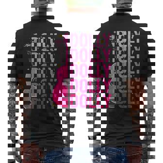 Retro Dolly First Name Guitar Pink Cowgirl Western Men's T-shirt Back Print | Mazezy