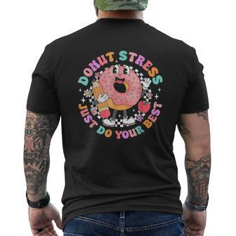 Retro Donut Stress Just Do Your Best Staar Testing Men's T-shirt Back Print | Mazezy