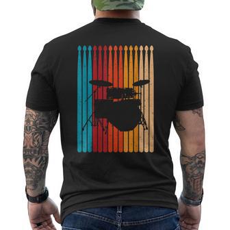 Retro Drums Player Drumming Drum Set Drummer Drumsticks Men's T-shirt Back Print - Thegiftio UK