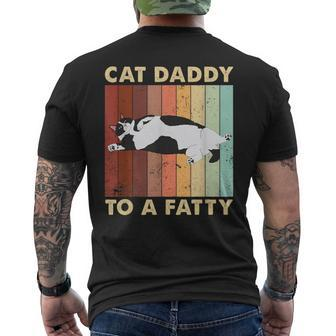 Retro Fat Chonk Dad Cat Daddy To A Fatty Men's T-shirt Back Print - Thegiftio