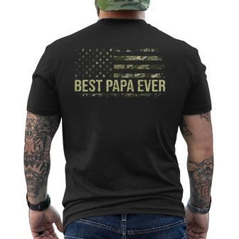 Retro Fathers Day Best Papa Ever Camo American Flag Men's T-shirt Back Print - Thegiftio UK