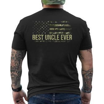 Retro Fathers Day Best Uncle Ever Camo American Flag Men's T-shirt Back Print - Thegiftio UK