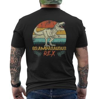 Retro Fathers Day Grampasaurus Dinosaurus Family Mens Back Print T-shirt | Mazezy
