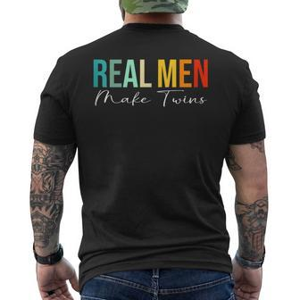 Retro Fathers Day Twin Dad Real Make Twins Men's T-shirt Back Print - Thegiftio UK