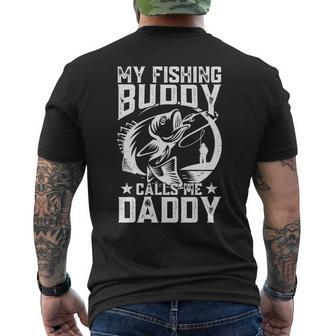 Retro My Fishing Buddy Calls Me Daddy Fisherman Father's Day Men's T-shirt Back Print - Thegiftio UK