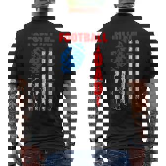 Retro Football Dad Daddy Usa American Flag Fathers Day Men Men's T-shirt Back Print - Thegiftio