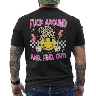 Retro Fuck Around And Find Out Leopard Smile Face Fafo Men's T-shirt Back Print | Mazezy
