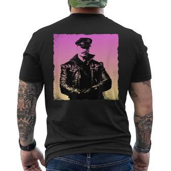 Retro Gay Daddy Leather Gay Biker Bear Bearded Gay Pride Men's T-shirt Back Print - Monsterry