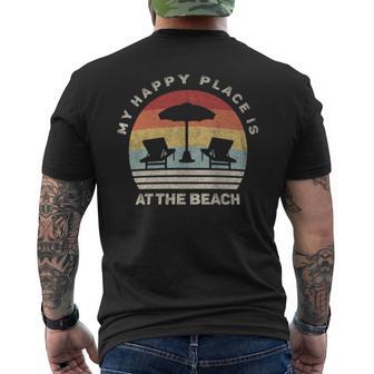 Retro My Happy Place Is At The Beach Summer Men's T-shirt Back Print - Monsterry