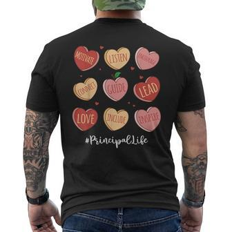 Retro Hearts School Principal Life Valentines Day Men's T-shirt Back Print - Monsterry UK