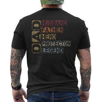 Retro Husband Father Hero Protector Legend Father Day Dad Men's T-shirt Back Print - Seseable