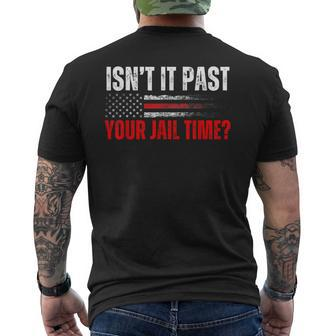 Retro Isn't It Past Your Jail Time Vintage American Flag Men's T-shirt Back Print | Mazezy DE