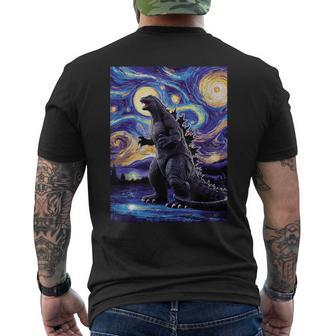 Retro Japanese Kaiju Monster Starry Night Parody Men's T-shirt Back Print | Mazezy DE