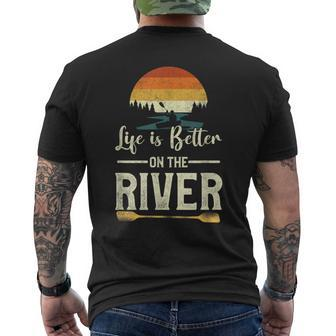 Retro Kayaking Life Is Better On The River Men's T-shirt Back Print - Monsterry CA