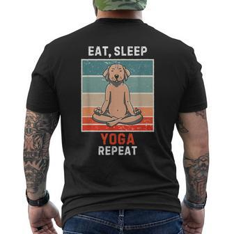 Retro Labrador Dog Eat Sleep Yoga Repeat Vintage Yoga Men's T-shirt Back Print - Monsterry UK