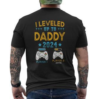 Retro I Leveled Up To Daddy 2024 First Time Dad Men's T-shirt Back Print - Seseable