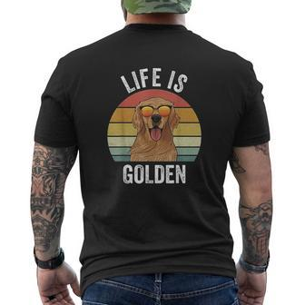 Retro Life Is Golden Golden Retriever Dog Mens Back Print T-shirt - Thegiftio UK