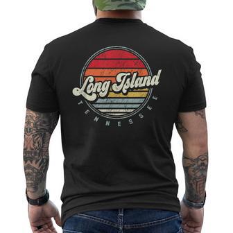 Retro Long Island Home State Cool 70S Style Sunset Men's T-shirt Back Print - Monsterry AU