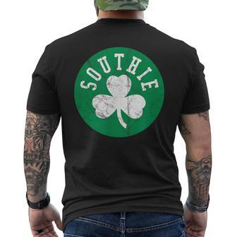 Retro Look Southie Irish St Patrick's Day Distressed Men's T-shirt Back Print - Monsterry