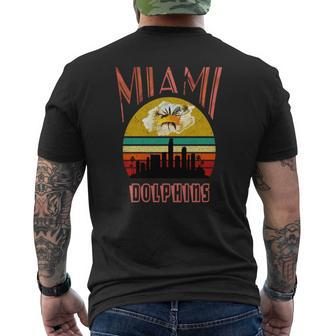 Retro Miami Vintage Dolphin Miami Area Dolphin Men's T-shirt Back Print - Monsterry