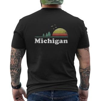 Retro Michigan Image Home Mi State Souvenir Mens Back Print T-shirt - Seseable
