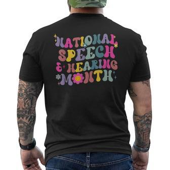 Retro National Speech And Hearing Month Speech Pathologist Men's T-shirt Back Print - Seseable