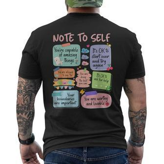Retro Note To Self School Counselor Mental Health Men's T-shirt Back Print | Mazezy